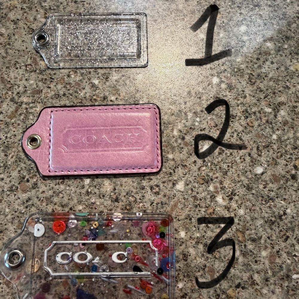 Coach Pink and Clear Bag Tags Hangtags